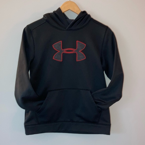 Under Armour Other - Black Under Armour Hoodie with Red/Grey Logo Sz Large (10/12)